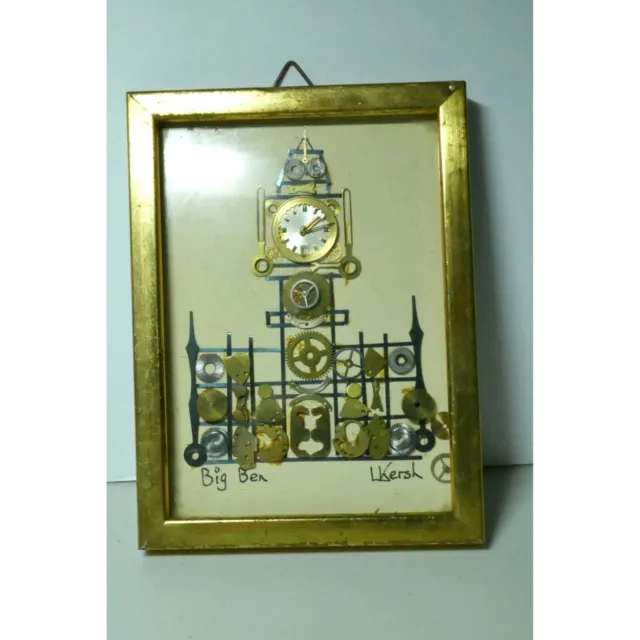 Signed L. Kersh Big Ben London Horological Collage London Made Of Watch Parts