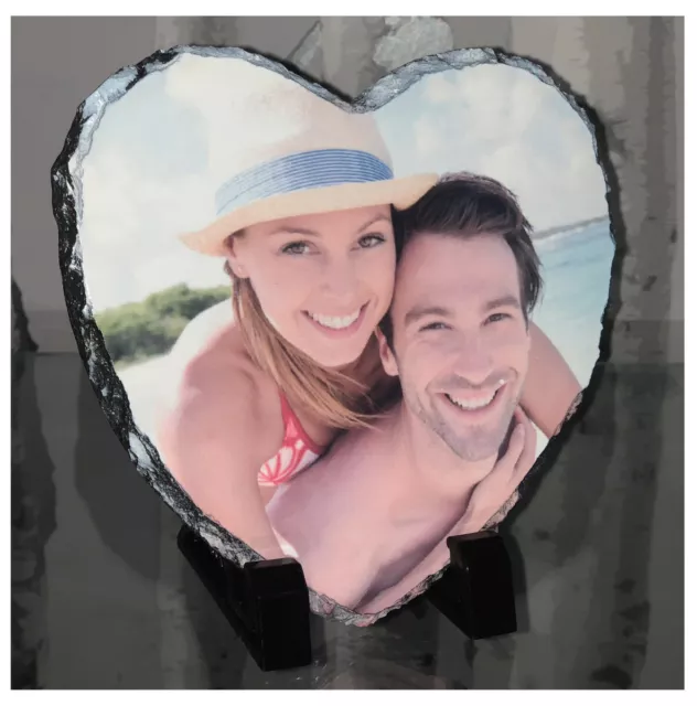 Personalised Photo Slate Rock Natural Slate Custom Photo Gift With Free Stands