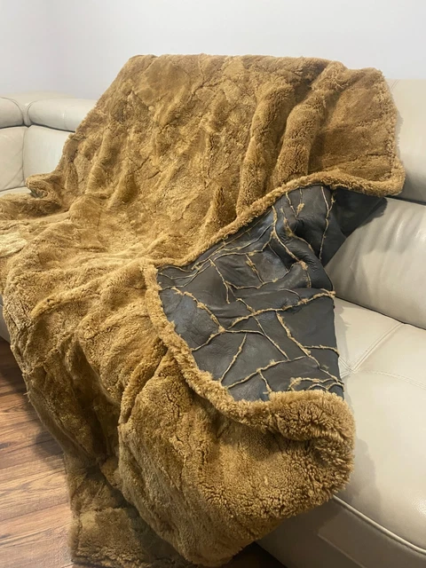 Dessus De Lit Tapis/Couverture En Véritable Peau De Mouton Laine