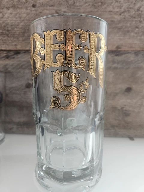 VTG Tall 32oz Beer 5 Cent Mug w/Gold Leaf Lettering Father's Day Gift Man Cave