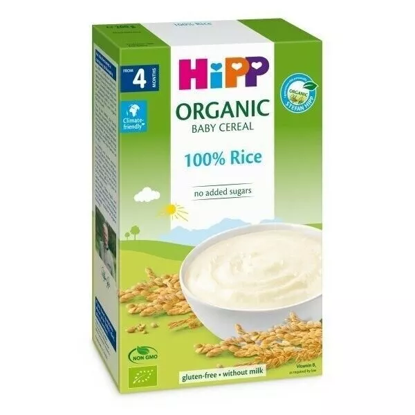 HIPP Organic Baby Rice Flakes Porridge 4+  200 G Non GMO Without Milk No Sugars