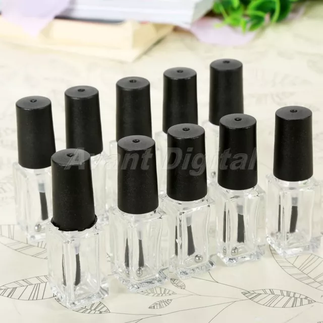 5ML Clear Empty Square Nail Polish Bottle Refillable Containers with Brush Cap