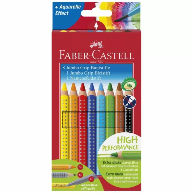 FABER CASTELL Farbstift JUMBO GRIP Promoetui 8+1+1 GRATIS