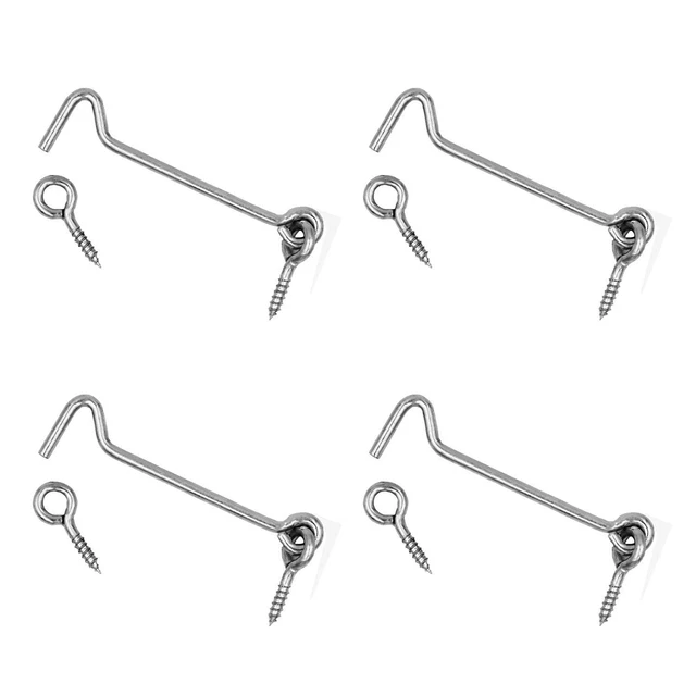 4 Sets 5" Heavy Duty Zinc Plated Steel Hook & Eye Door Cabin Latch Farm Barn