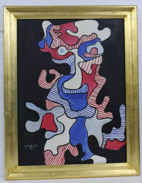 Gorgeous Jean Dubuffet Oil On Canvas 1953 With Frame In Golden Leaf Very Nice