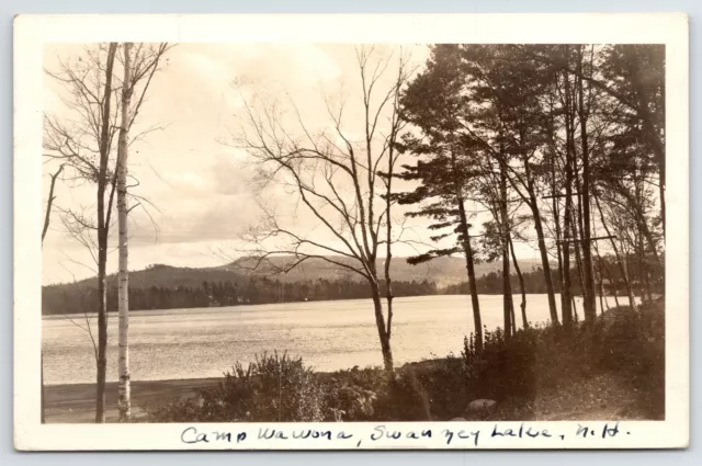 West Swanzey Lake NH Camp Wawona~Getting Rest 125 Miles From Hamden CT RPPC 1930