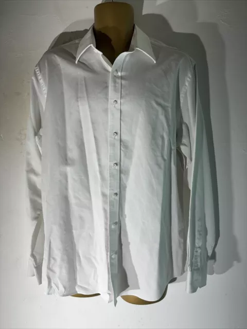 Mens Jeff Banks 16.5” Plain White Long Sleeve Smart Formal Wedding Suit Shirt