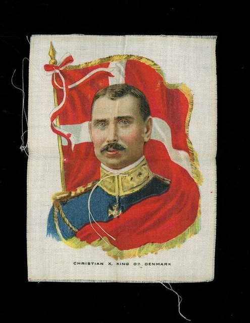 CHRISTIAN X KING OF DENMARK Ruler with Flag 1910 Imperial Tobacco SILK