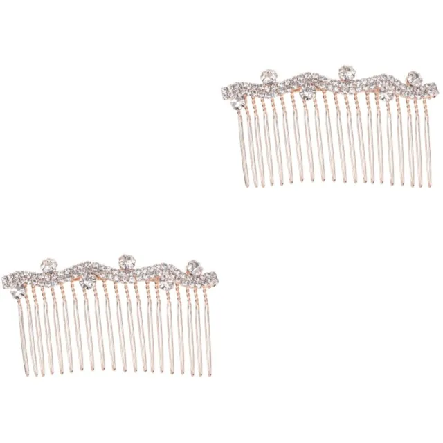 2 PCS Hair Clips for Bows Hold Double Rows Rhinestone Hair Pin Hairpin Bride
