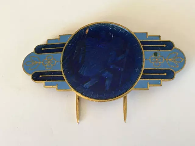 Vintage St Christopher Enamel Sun Visor Pin, Saint Protect Us Accessory