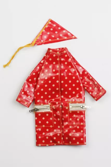 Francie Tagged Mod 2 Pc #1255 Raincoat & Scarf "Polka Dots And Rain Drops" 1966