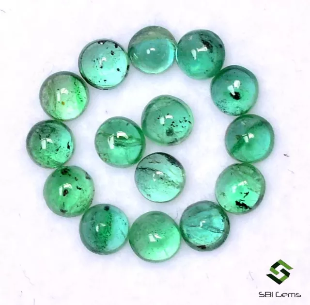 1.54 Cts Natural Emerald Round Cabochon 3 mm Lot 15 Pcs Unheated Loose Gemstones