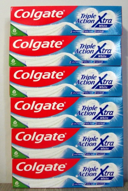 6 X COLGATE Triple Action Xtra White Extra Whitening Flouride ...