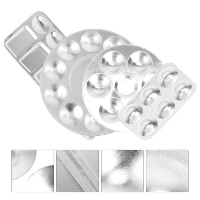 Palette Peinture Métal 6/10/12 Puits - Ronde Ou Carrée, Aluminium Léger, Pour Aquarelle, Huile, Acrylique, Nail Art