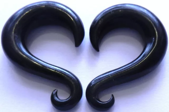 Ear Gauge Black Horn Tribal Organic Stretcher Pair Carved Expander Piercing Hook