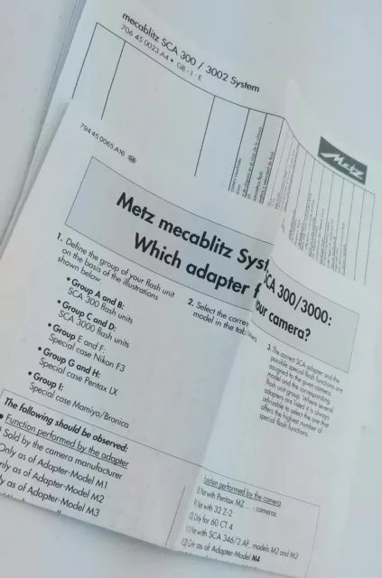 mecablitz Metz SCA 300 / 3002 System Guides