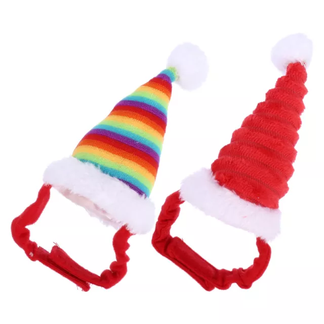 2 Pcs Hamster Christmas Hat Fluff Small Pet Xmas Outfits Animal