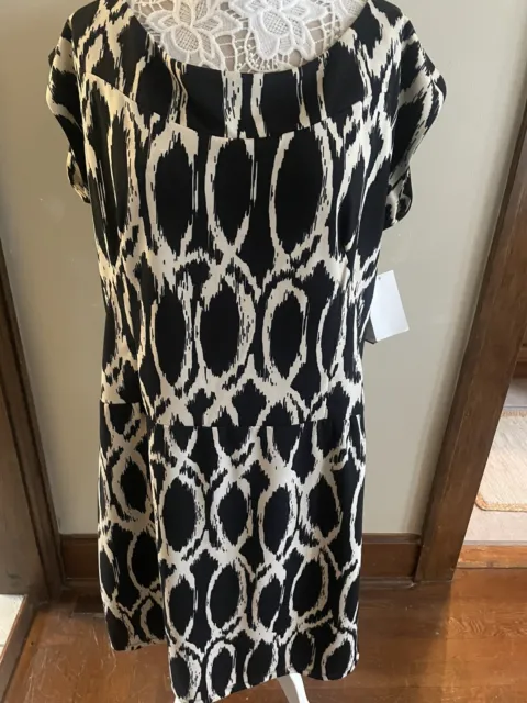 NWT Melissa Masse Dress Sz 2X Black/Cream $250