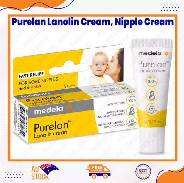 Purelan Lanolin Cream, Nipple Cream to Relieve Sore and Cracked Nipples, 100% Na