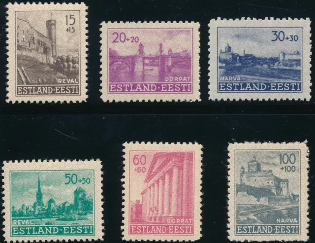 Stamp Germany Estland Mi 4-9 Sc NB1 1941 WWII 3rd Reich EESTI Estonia Imperf MNG
