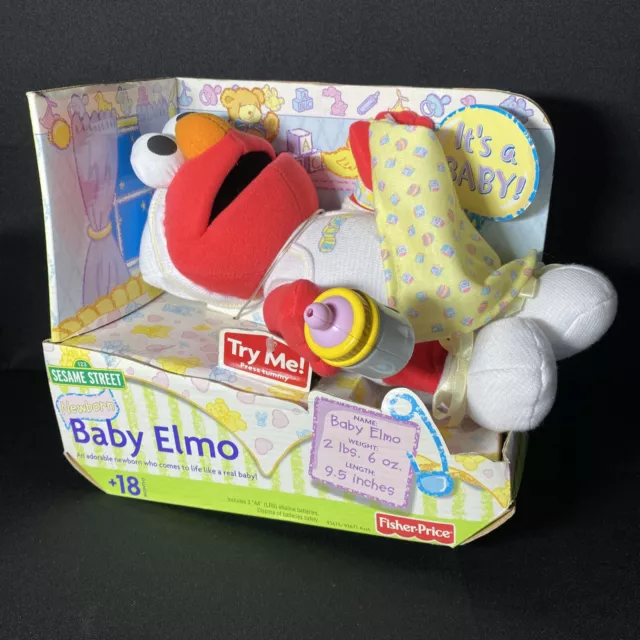 Rare Original Packaging - Fisher Price 2002 Newborn Baby Elmo Sesame Street Doll