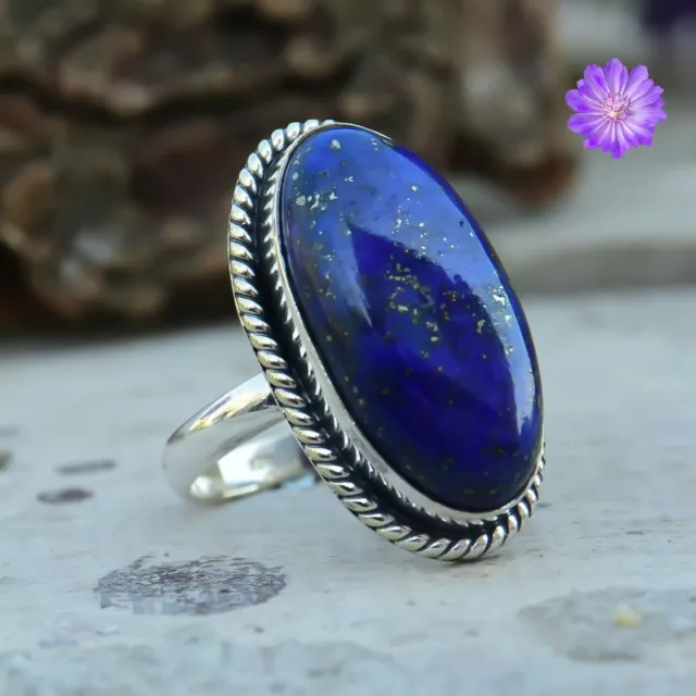 Lapis Lazuly Gemstone 925 Sterling Silver Handmade Ring Jewelry in All Size