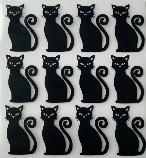 12 Black Cats  Vinyl stickers for windows, walls wine glass, mugs etc