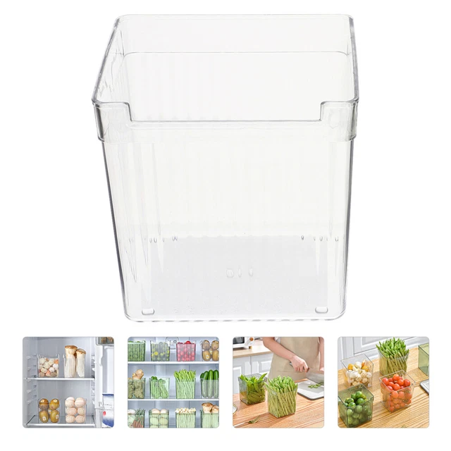 Relaxdays Organizer Da Frigorifero, Contenitore Da Cucina, Box Per Alimenti 18 X 37 X 295 Cm Con Manici Trasparente 67100319