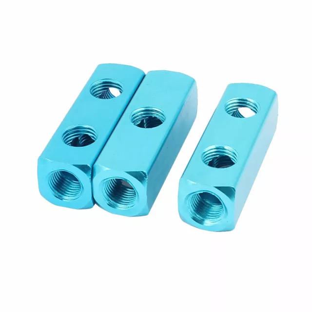 Air Compressor 1/4BSP Thread 2 Way Hose Pipe Inline Manifold Block Splitter Blue