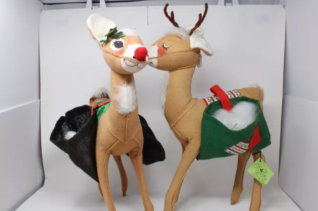 Vintage Anna Lee Mobilitee Christmas Reindeer Set (2) 19" - 1965 & 1971 Poseable Vintage Anna Lee Mobilitee Christmas Reindeer Set (2) 19" - 1965 & 1971 Poseable