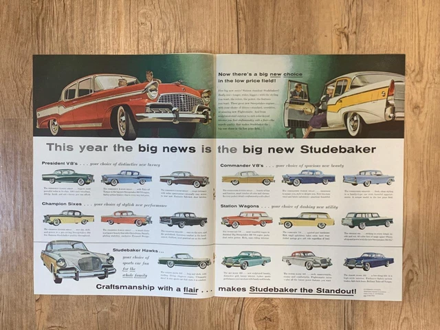 Magazine Ad* - 1956 - Studebaker - 16 models shown - (two-pages)