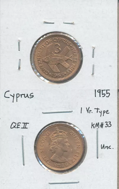 Cyprus / Zypern - 3 Mils 1955 UNC