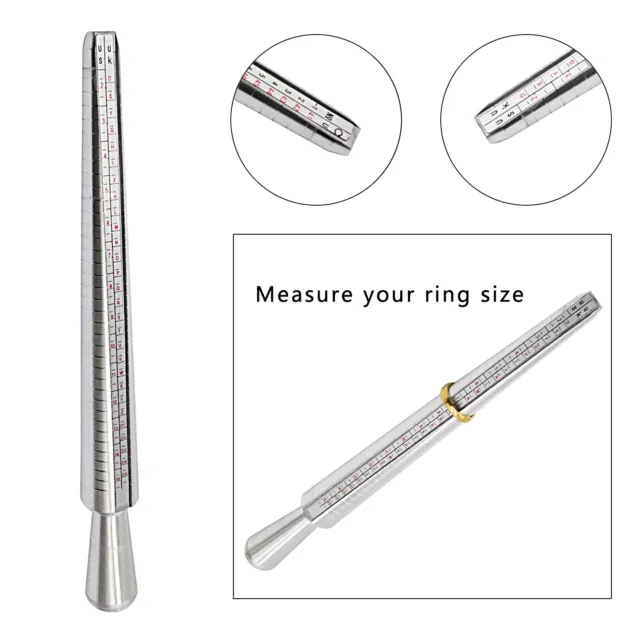 Metal Ring Sizer Gauge Mandrel Finger Sizing Measure Stick Standard Tool Sliver