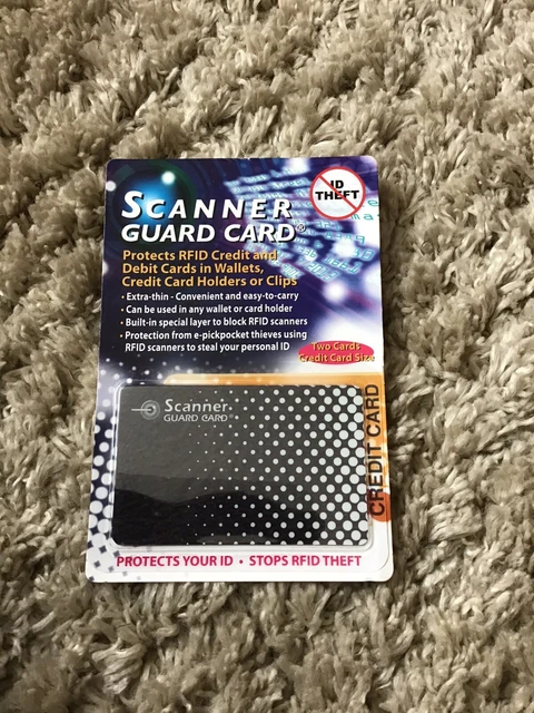 CARTA DI PROTEZIONE SCANNER NUOVA CON ETICHETTE RFID X 2 - extra sottile due dimensioni carta di credito in confezione