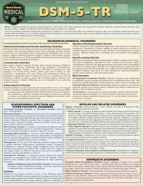 DSM-5-TR OVERVIEW : A Quickstudy Laminated Reference Guide, Paperback ...