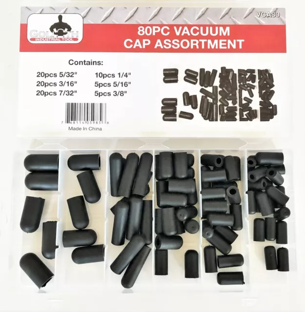 80pc GOLIATH INDUSTRIAL CARBURETOR VACUUM LINE HOSE RUBBER BOOT CAP ASSORTMENT