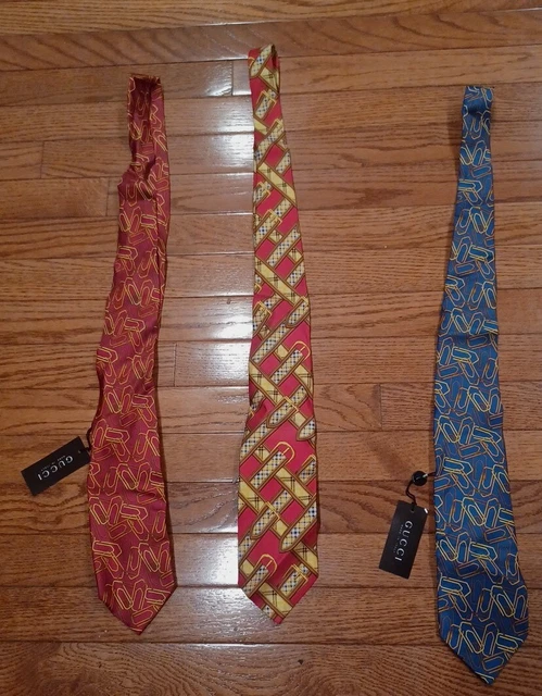 Lot of 3 Vintage Gucci Made In Italy Mens ’s silk ties  NWT