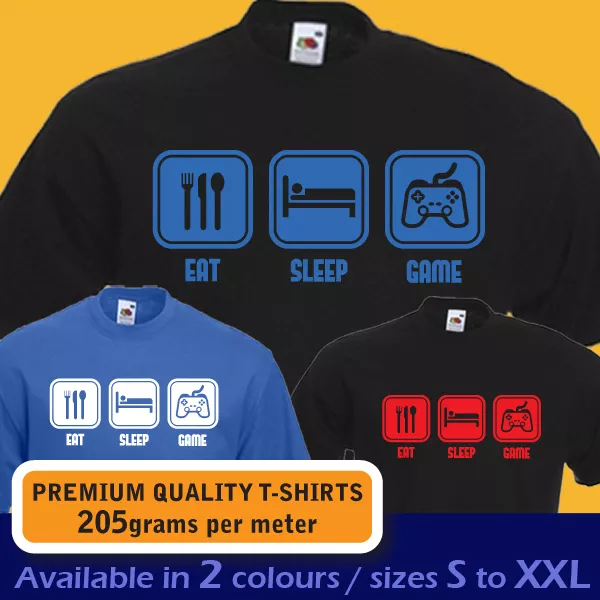 EAT SLEEP GAME xbox live playstation gamer video gaming funny t-shirt mens boys