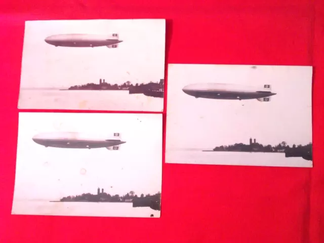 3 AK Foto Zeppelin über Friedrichshafen 1930er Jahre Ansichtskarte AGFA, gebr.