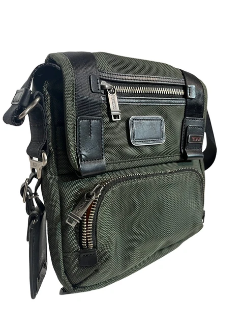Tumi Alpha Bravo Barstow Crossbody Bag Green Nylon Travel Small Mens Bag 3