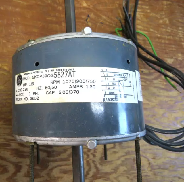 GE 1/6 HP 1075 RPM 3SP 1.3AMP Electric Motor 3