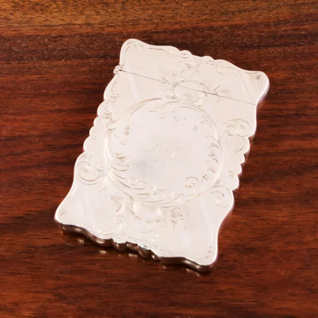 Albert Coles Aesthetic Coin Silver Card Case Castle Scene 1835-77 Mono Hec