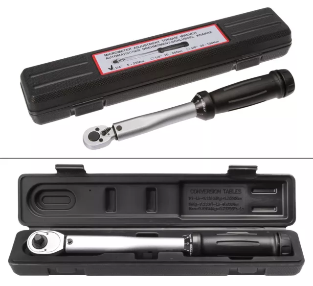 Drehmomentschlüssel 3/8 Zoll 20-100 NM + 1/4 Zoll 5 NM - 25 NM Fahrrad Bike