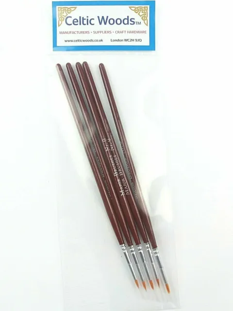 Fine Detail Paint Brush Set of 5 Brushes Size 0 for Model Making Major Brushes
