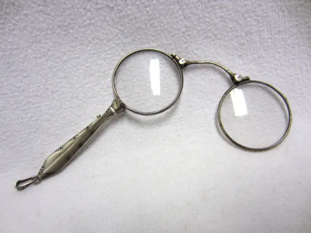 Antike "Stielbrille" / Lorgnon / Lorgnette / Binokel - SILBER "935" - Art Déco