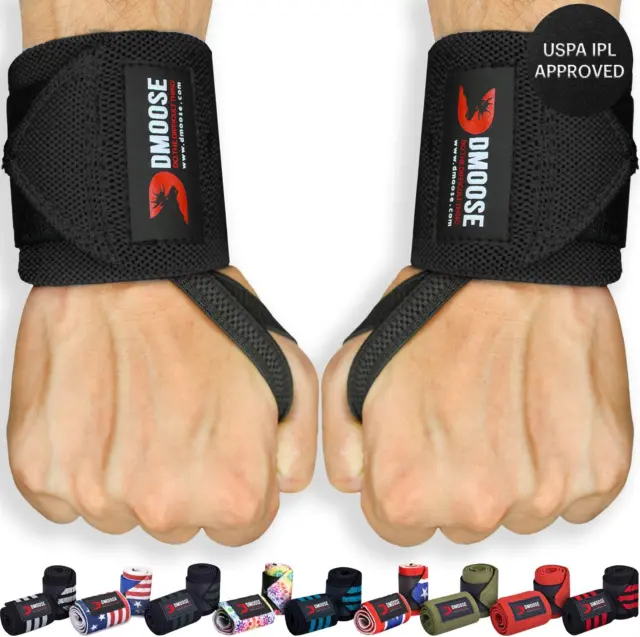 Wrist Wraps (IPL Approved), Avoid Injury and Maximize Grip with Thumb Loop, 18"