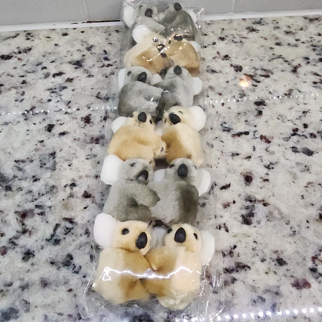 VINTAGE KOALA BEAR Plush Clip On Pencil Hugger Topper Grabber Set of 12