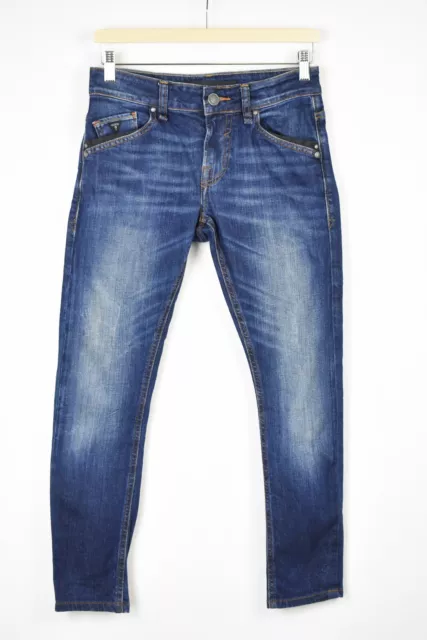 Guess Super Skinny Jeans Donna USA 28 Sfumato Effetto Baffi Zip Elastico Bordo