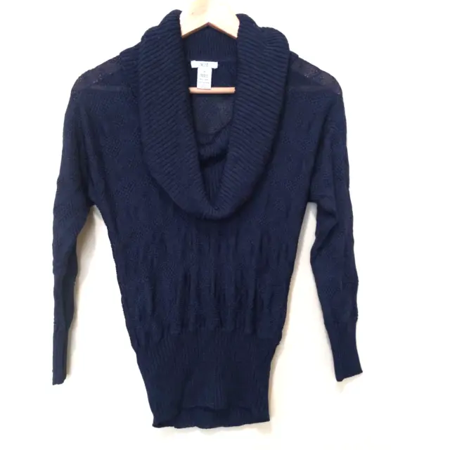 CACHE Women's Navy Knit Rayon Semi Sheer Sweater Size XS