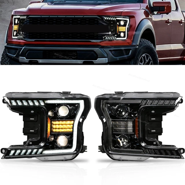 HALOGEN BLACK SWITCHBACK LED Projector Headlights For Ford F150 2018